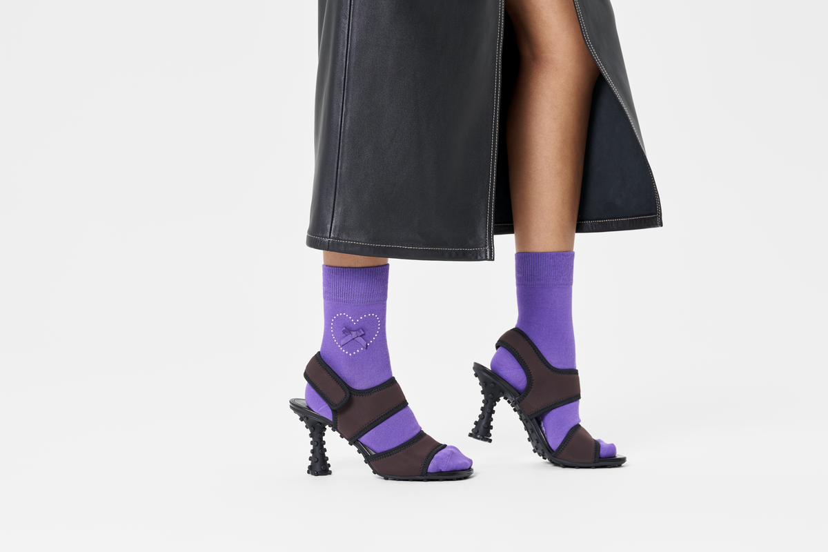 Bow Heart 1/2 Crew Sock