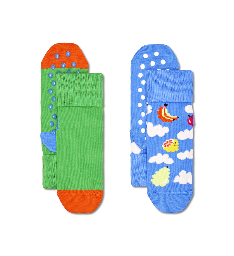 Kids 2-Pack Cloudy Fruit Anti-Slip Socks