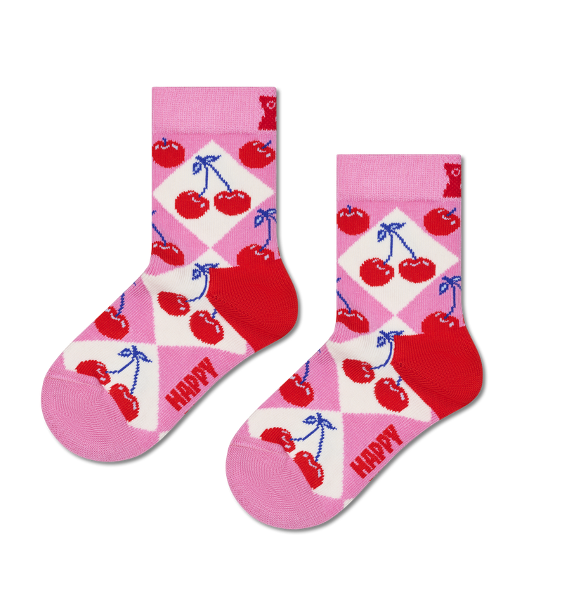Kids Cherry Argyle Sock