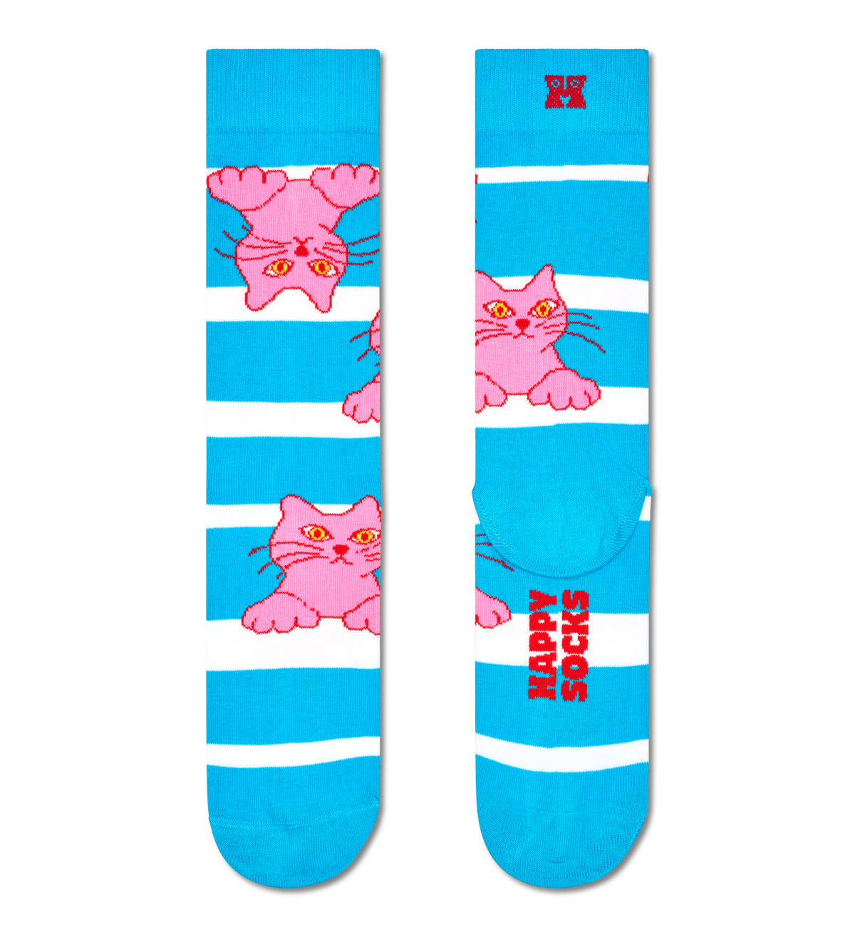 Cat On Stripe Sock