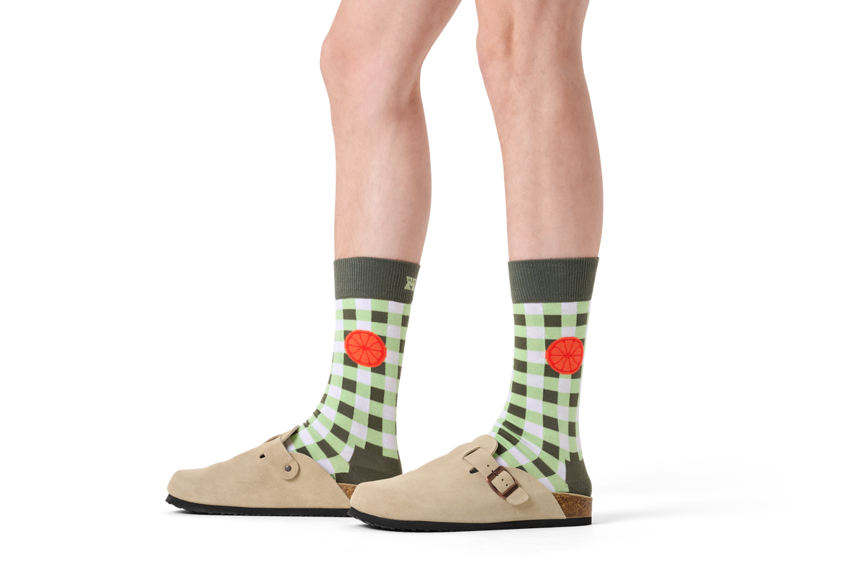 Gingham Orange Sock