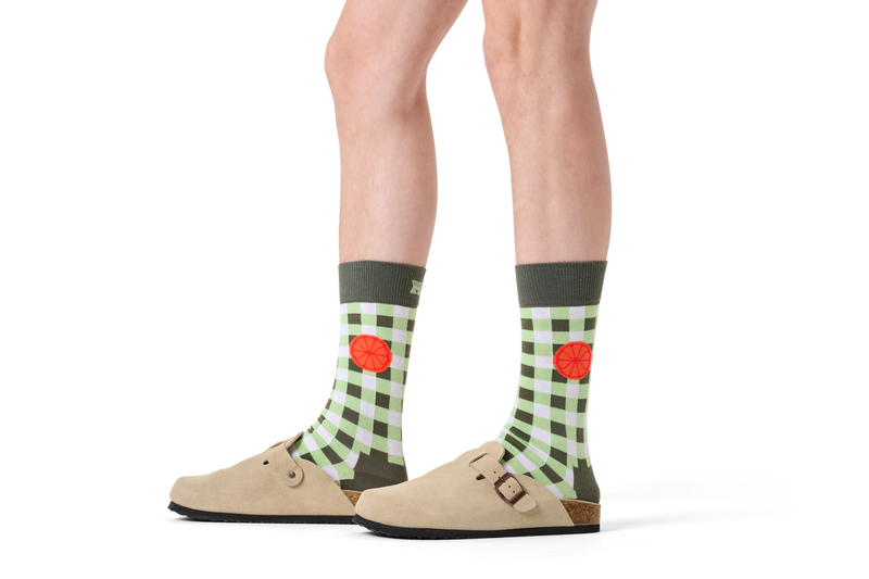 Gingham Orange Sock