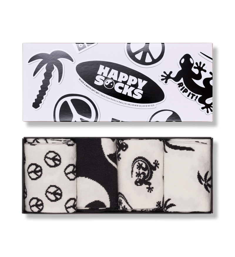 4-Pack Black and White Socks Gift Set