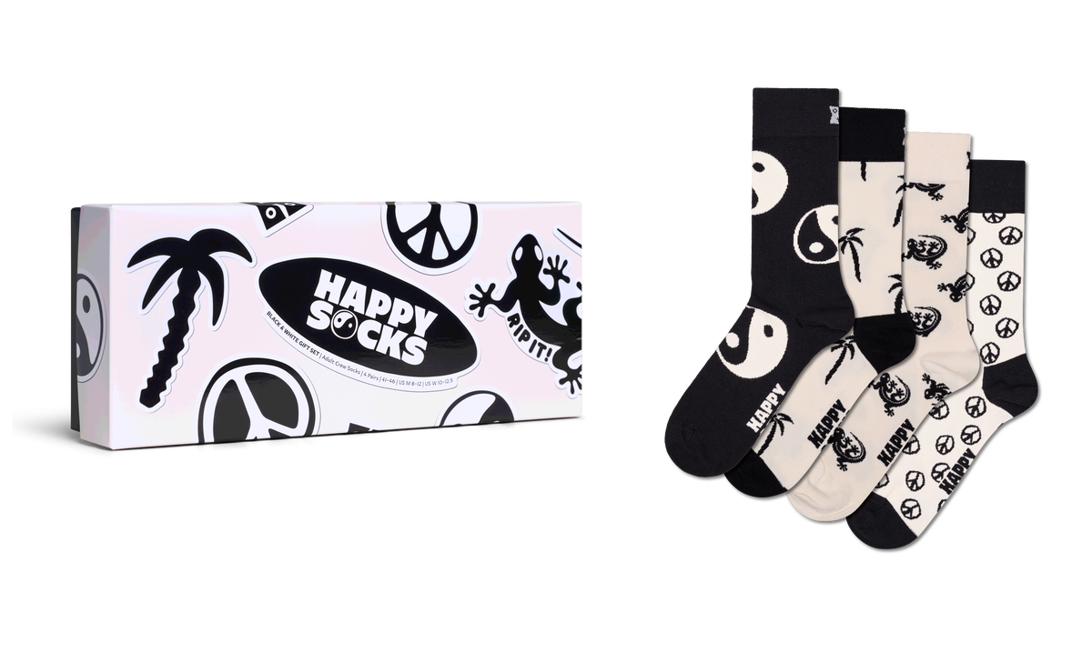 4-Pack Black and White Socks Gift Set