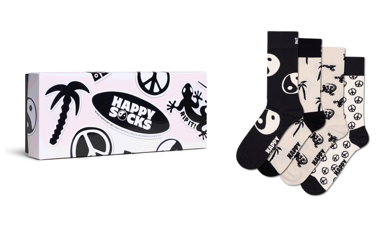 4-Pack Black and White Socks Gift Set