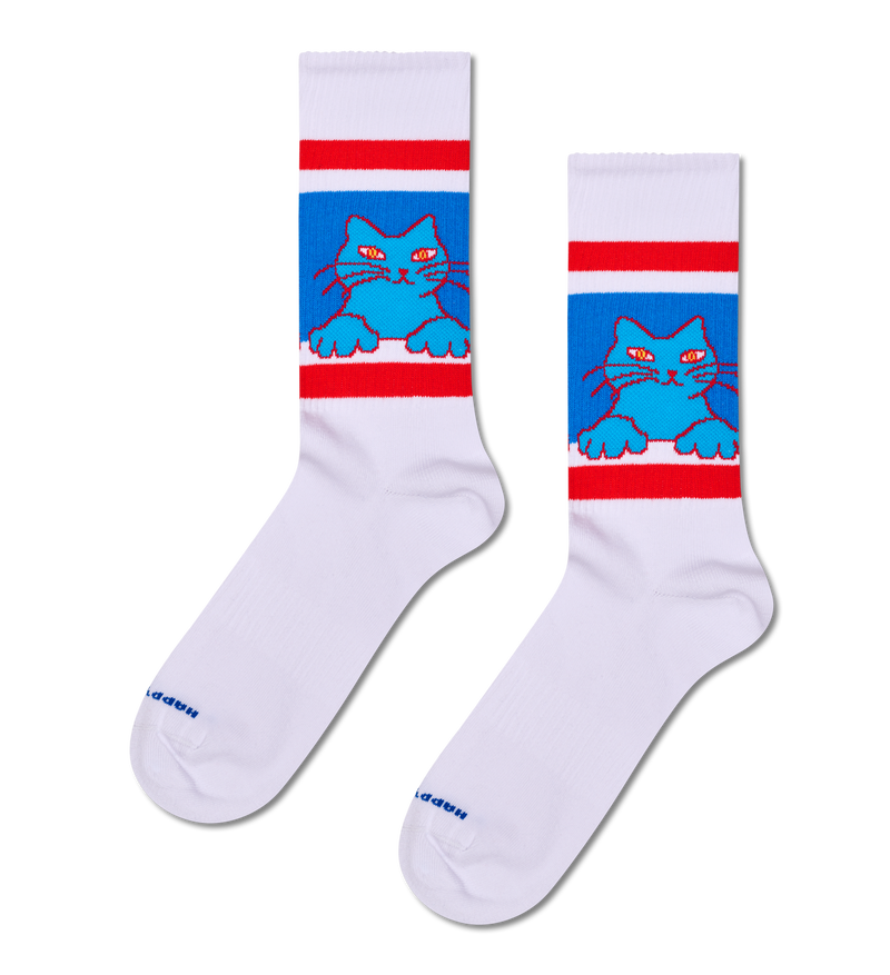 Cat On Stripe Sneaker Sock