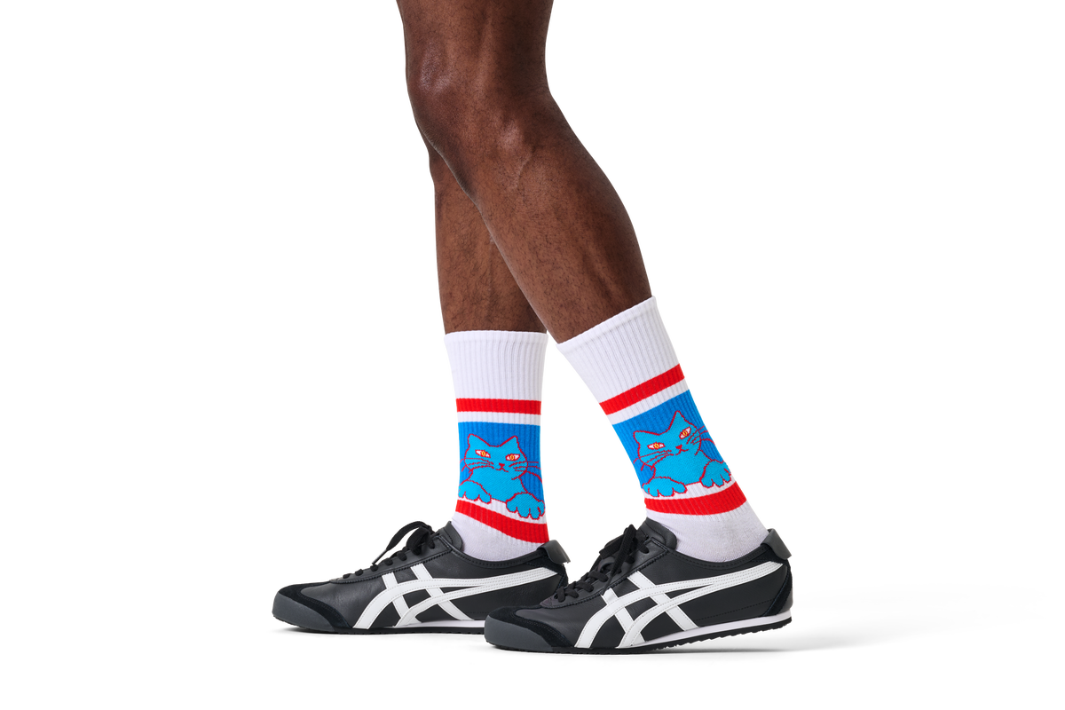 Cat On Stripe Sneaker Sock