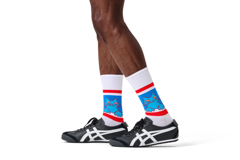 Cat On Stripe Sneaker Sock