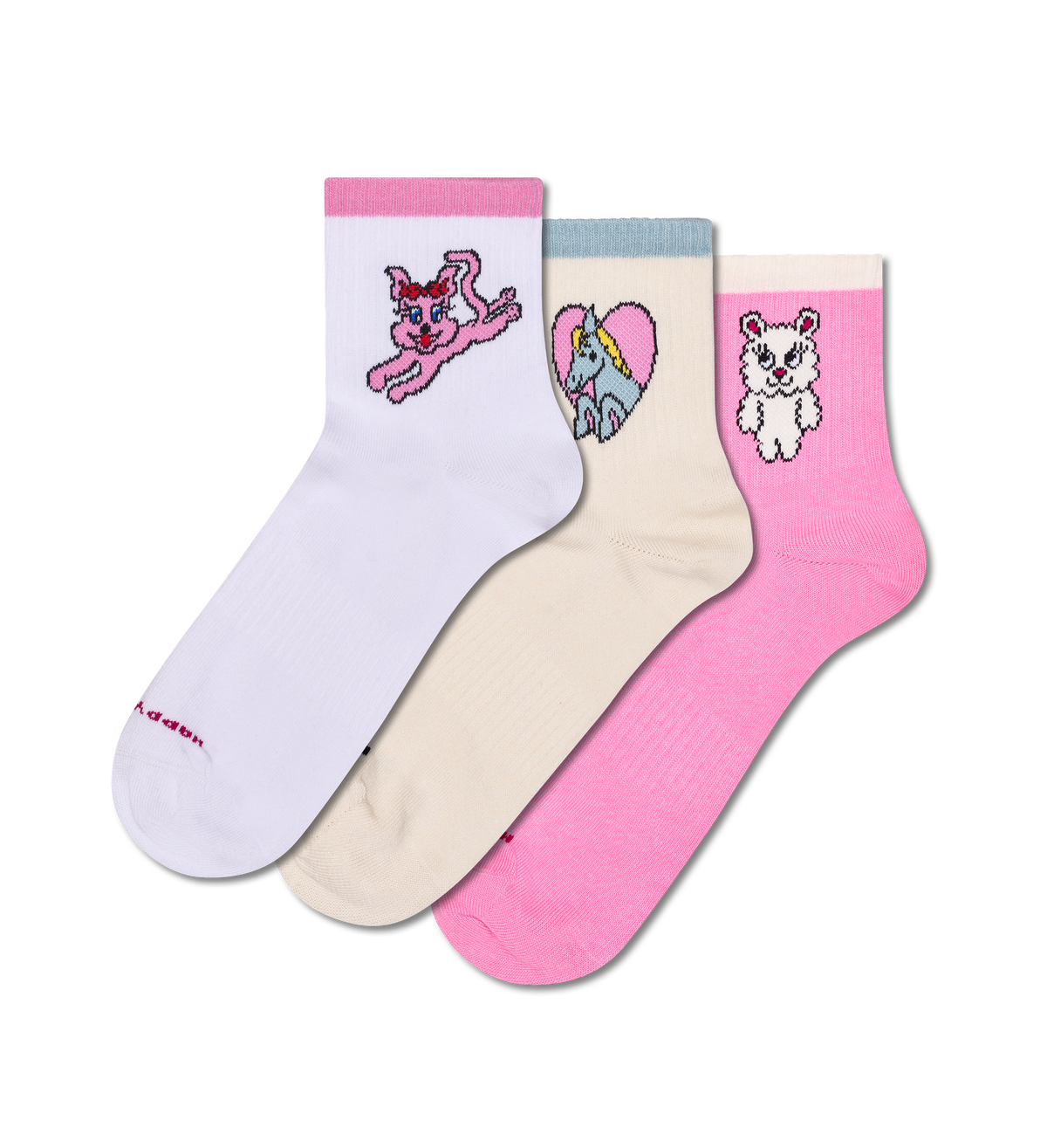 3-Pack Cuties Mini Crew Sneaker Socks
