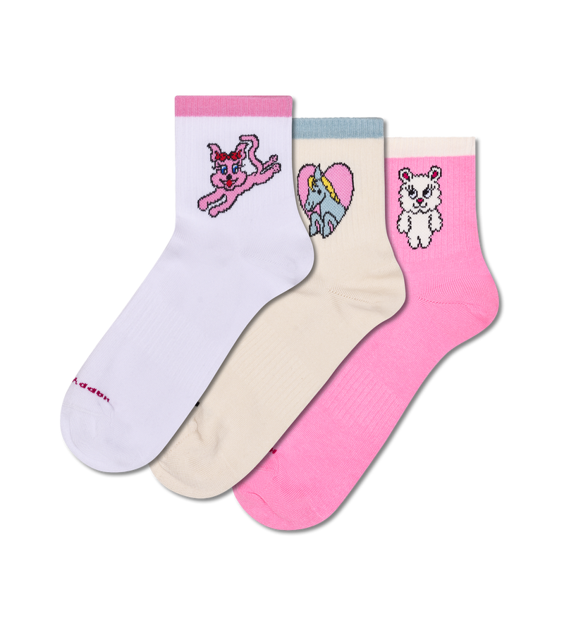 3-Pack Cuties Mini Crew Sneaker Socks