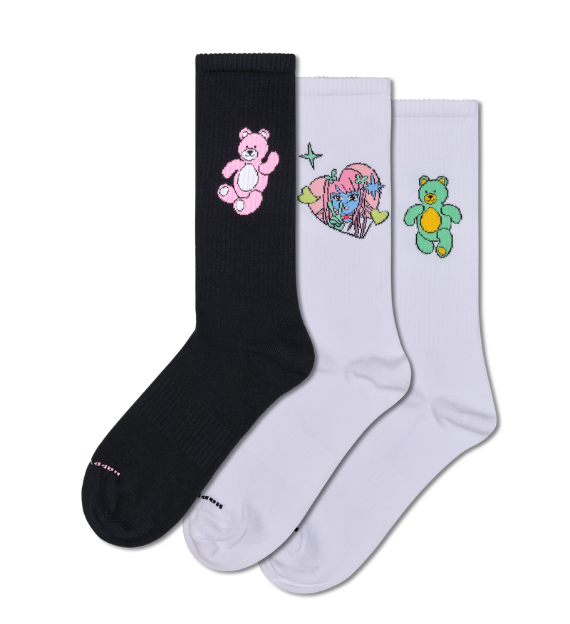 3-Pack Teddy Bear Sneaker Socks
