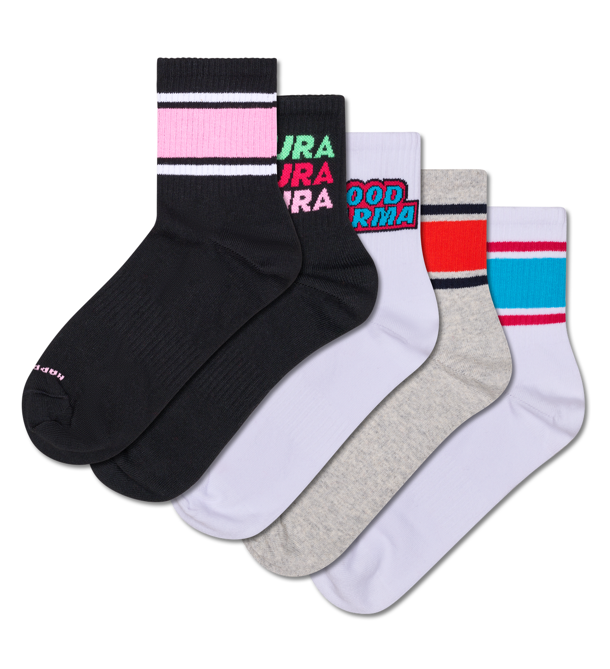 5-Pack Simple Stripe Short Crew Sneaker Sock