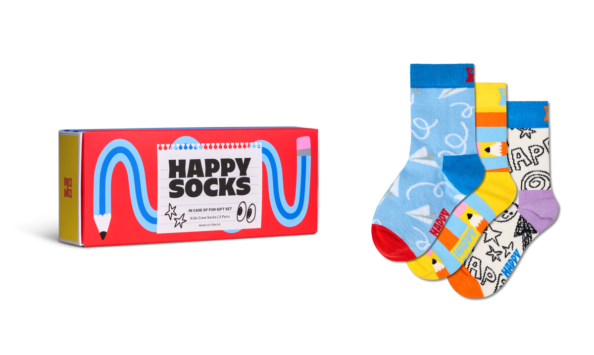 Kids 3-Pack Pencils Socks Gift Set