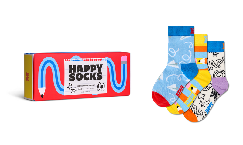 Kids 3-Pack Pencils Socks Gift Set