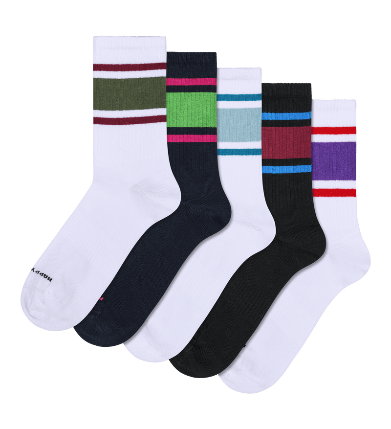 5-Pack Simple Stripe Sneaker Socks