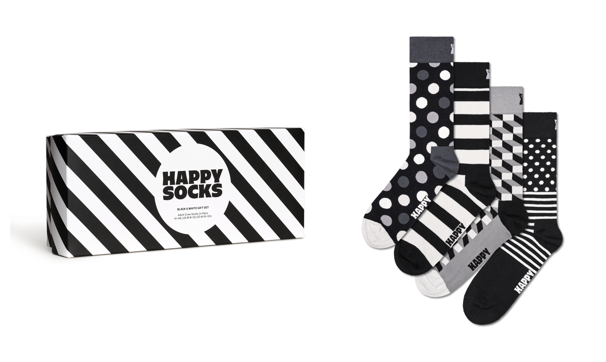 4-Pack Classic Black & White Socks Gift Set