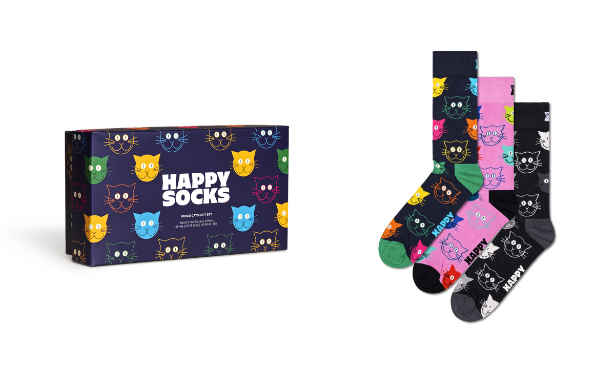 3-Pack Mixed Cat Socks Gift Set